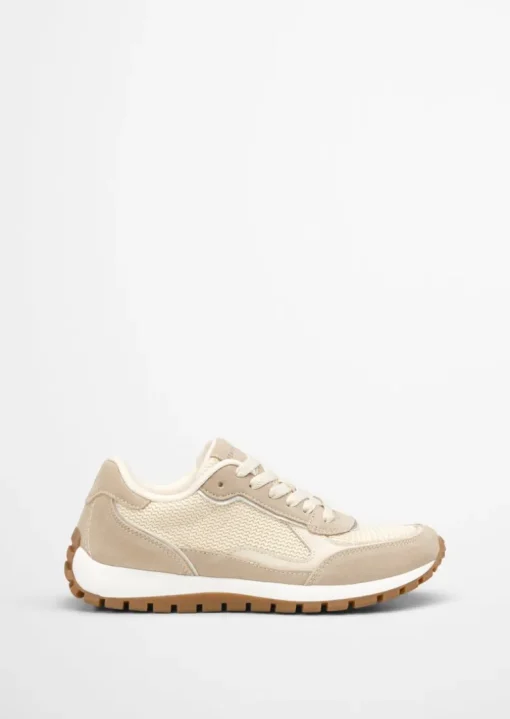 Sneaker aus Rindleder mit Strickeinsatz