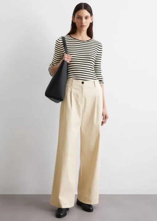 Straight Leg Pants mit Bundfalten aus Organic Cotton-Lyocell-Mix