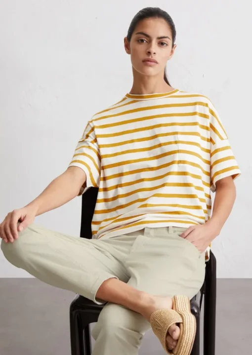Streifen-T-Shirt relaxed aus leichtem Single Jersey