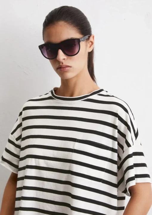 Streifen-T-Shirt relaxed aus leichtem Single Jersey