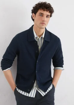 Strickjacke regular aus strukturiertem Bio-Baumwoll-Mix