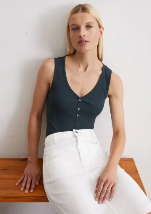 Tanktop slim mit Knopfleiste