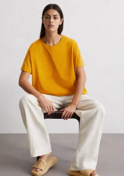 T-Shirt relaxed aus Material-Mix