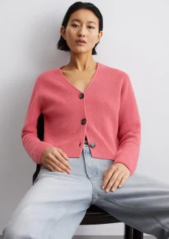 V-Neck-Cardigan relaxed aus Heavy-Weight-Organic-Cotton