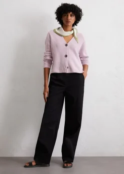 V-Neck-Cardigan relaxed aus Heavy-Weight-Organic-Cotton