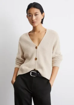 V-Neck-Cardigan relaxed aus Heavy-Weight-Organic-Cotton