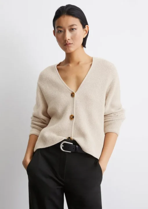 V-Neck-Cardigan relaxed aus Heavy-Weight-Organic-Cotton