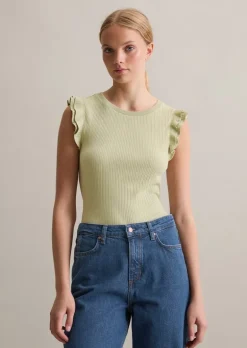 Volant-T-Shirt regular aus modernem Ribbjersey