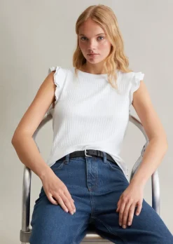 Volant-T-Shirt regular aus modernem Ribbjersey