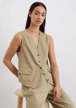 Weste regular aus Organic-Cotton-Leinen-Mix